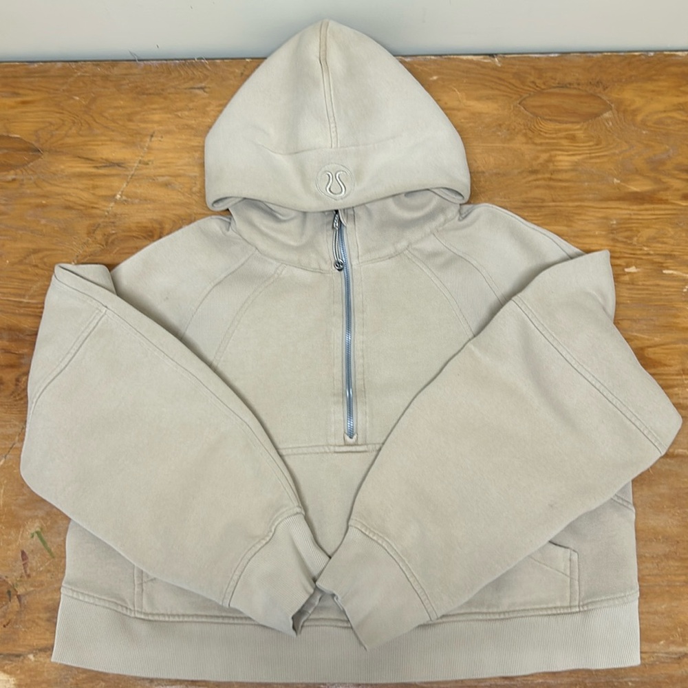 Tan Lululemon Half Zip Scuba Hoodie